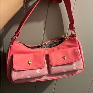 Juicy Couture Pink Baguette Shoulder Bag with Gold Hardware